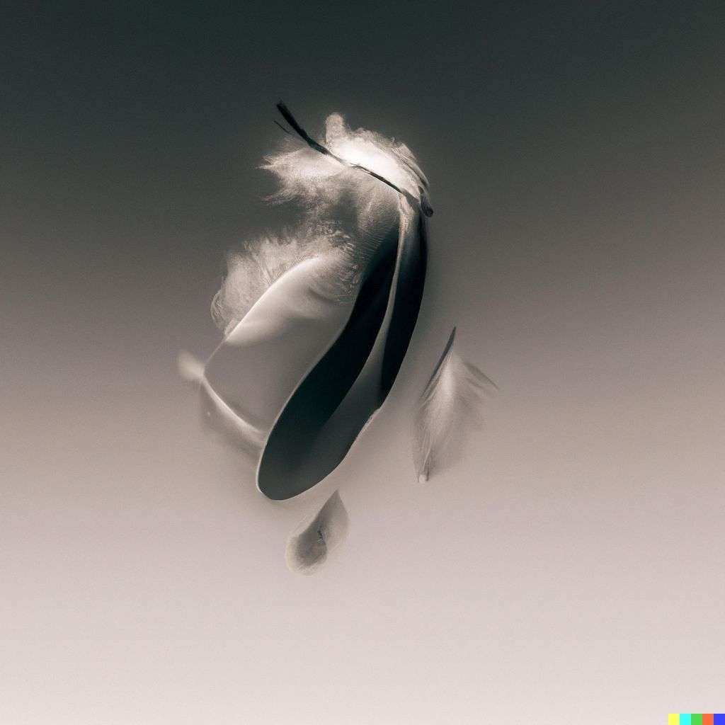 a representation of anxiety, made from feathers